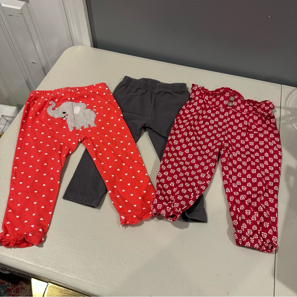 12 Months Bundle 3 Leggings (Elephant Butt, Grey, Maroon Floral)